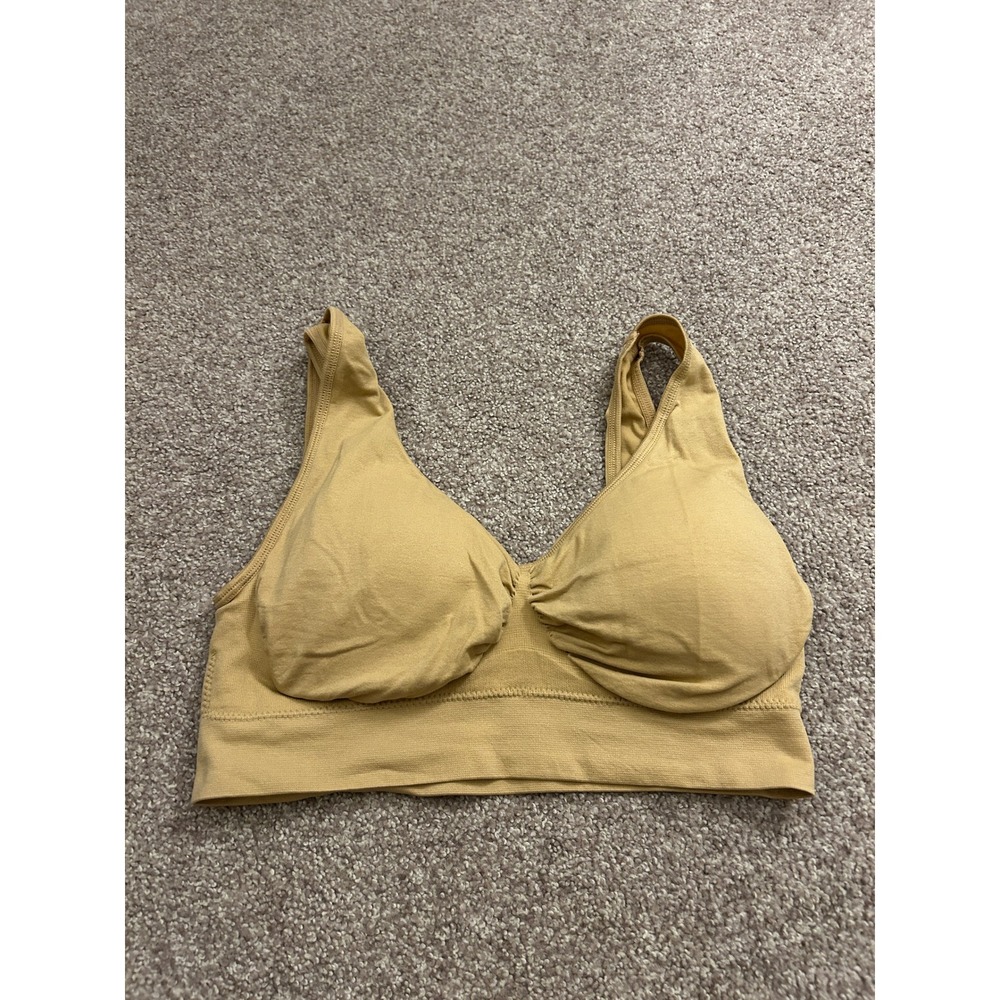 Genie Bra Wireless Bralette Women Large Tan Excellent Seamless Comfort